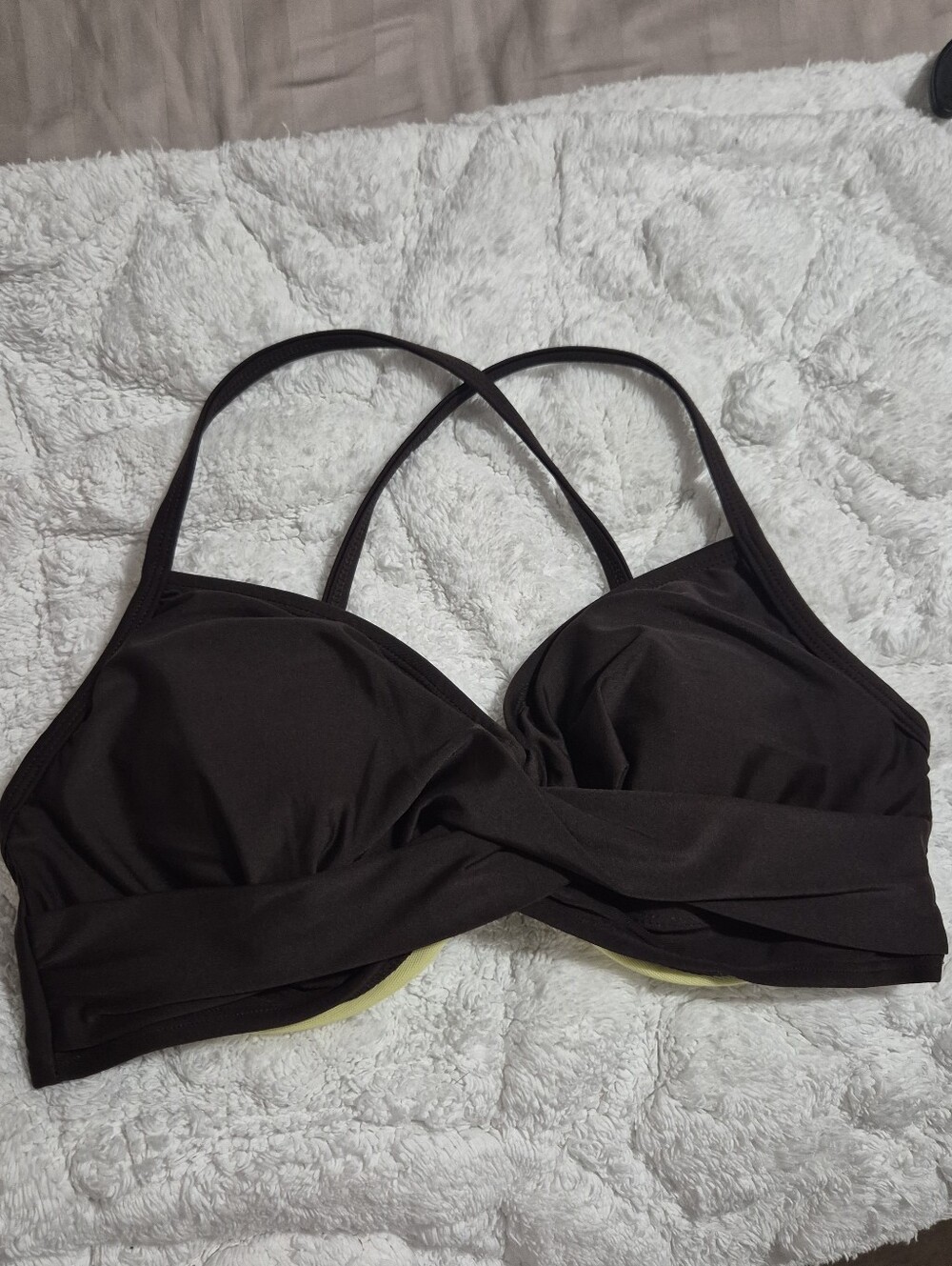 Athleta Dark Brown Crisscross Sports Bralette-bikini Top-36 B/C